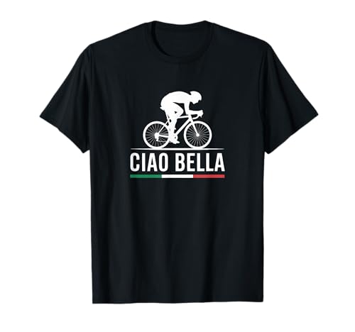 Ciao Bella Italien Herren Reiten Fahrrad Grafik Italienische Flagge T-Shirt