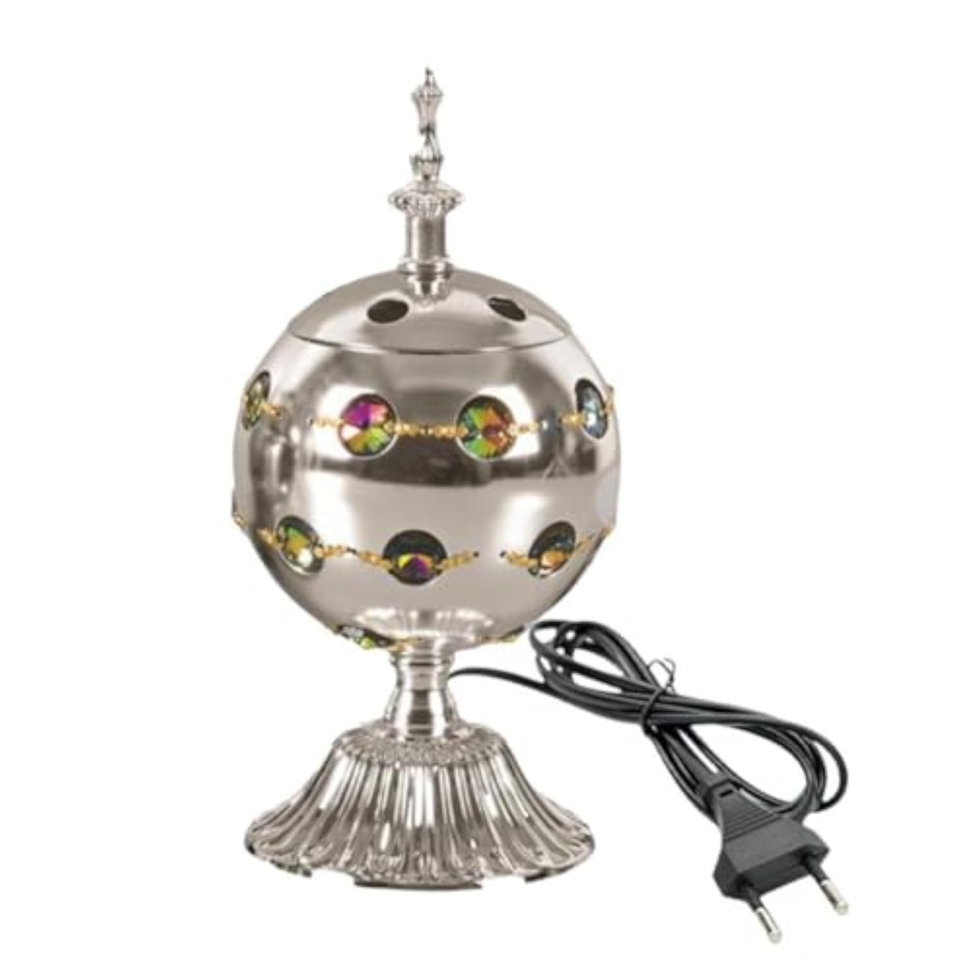 Iron Arab Censer Incense Burner with EU Plug for Room & Office