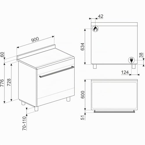 Cuisinière SMEG CX91GMBL – 90 cm, 5 Foyers Gaz, Four Multifonction 115L - vue 8