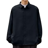 [ニッセン] カジュアルシャツ 春 秋 メンズ 【セットアップ可能】 オーバーサイズストレッチ長袖シャツ【大きいサイズ有】 黒 4L