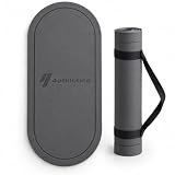4Athletics CrossHero - Tappetino da yoga e allenamento ovale, spessore 8 mm, antiscivolo, con corda per il trasporto, colore: grigio