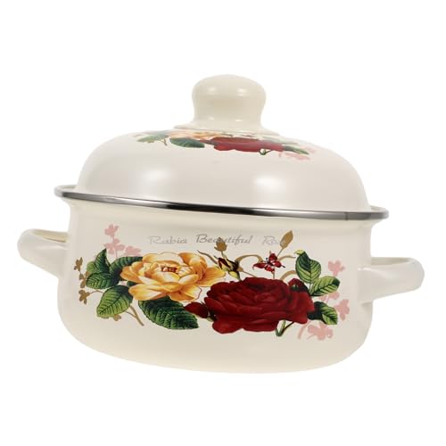 IMIKEYA Olla De Sopa De Esmalte De Doble Oreja Cacerola Para Servir Olla De Sopa De Cebolla Francesa Lavar Platos De Comida Tazón Pequeño Para Estofado Molde Para Lasaña Esmaltado Cazuela