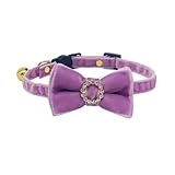 Cognatio Cat Collar with Bells, Safety Quick Release Breakaway cat Collars with Bow Tie, 1 Pack Girl Boy Kitten Collar,Adjustable 20-30cm (Lavender, 20-30cm)