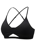 YEOREO Women's Sports Bras Chilene Strappy Criss Cross Open Back Low Impact Removable Cups Gym Yoga Workout Bra Black