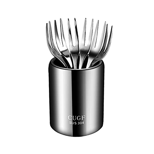 6 Piezas de Tenedor de Fruta de Acero Inoxidable 304, Silver Tenedor de Postre, Tenedor Pequeño de Pastel de Postre Europeo, Decoración de Vajilla de Fiesta, Vajilla de Cóctel, Tenedores Decorativos Cover