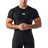 Funktionsshirt für Herren, kurzärmeliges Kompressionsshirt, Laufoberteil, atmungsaktiv, schnell...
