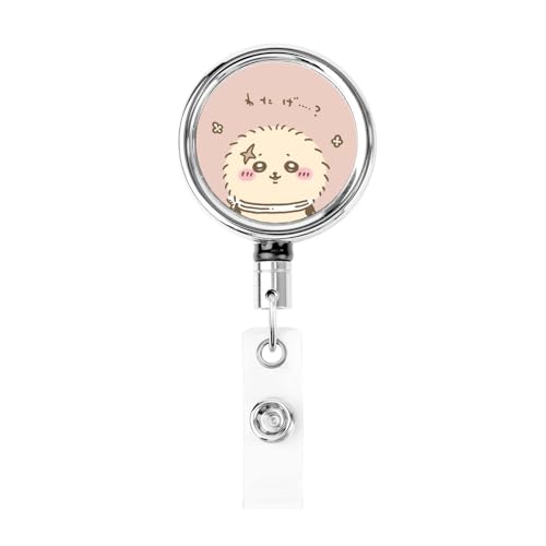 吊り下げ名札用リール ちいかわ ラッコ 名札ホルダー IDカードホルダ 定期入れ 円形 ステンレス製 クリップ付き 胸に固定 社員証 通行証 紛失防止 落下防止 人気 プレゼント 最長62cm