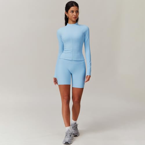 Women’s 3 Piece Workout Set – Sports Bra with Removable Pads, High Waist Biker Shorts & Zip Up Jacket for Yoga Gym Running4