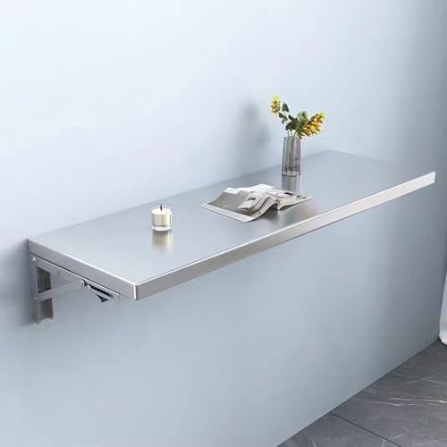 304 Stainless Steel Wall-Mounted Folding Table Kitchen Shelf Food-Grade Material Perfect for Living Room Balcony Bathroom or Laundry Room (60 x 25 cm)