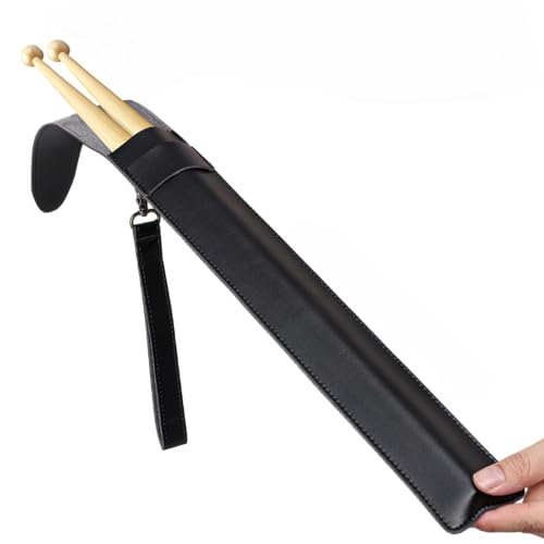 Drum Stick Bag, PU Leather Drumstick Holder Portable Drumstick Case Bag Drumsticks Handbag with Handle, Small Drumsticks Storage Case Hanging DrumstickRack Bags for Drummer Teens, PU Material, Black