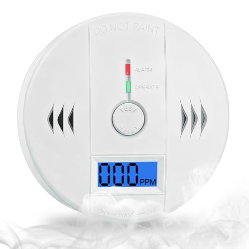 Carbon Monoxide Detector with Digital Display, Battery Powered CO Alarm, 85dB Sound & LED Indicator, Wall/Ceiling Mount, Ideal for Home, Office, Hotel, Garage & RV Safety Protection 1PCS