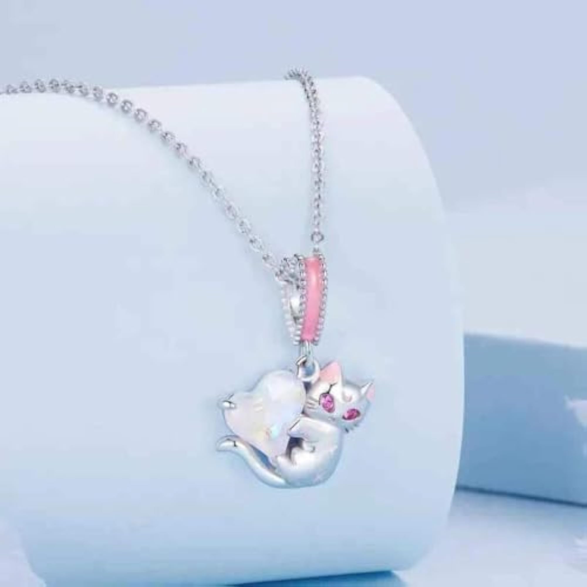 Women's 925 Sterling Silver Moon Cat Charm Pendant