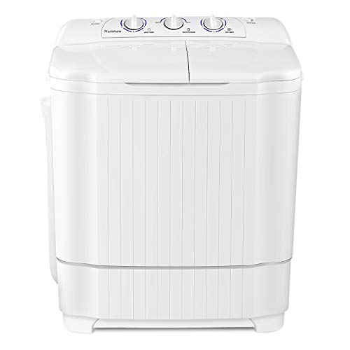 Nictemaw Portable Compact Mini Washing Machine, Twin-Tub Washing Machine 21.5lbs with Soaking and Rotating Circulation Function, Washer(13.5lbs) & Spinner(8lbs), For Dorms, Camping, RVâ€™sÂ·Â·Â·(White)