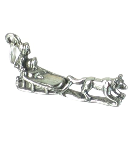 Maldon Jewellery - Charme de traîneau à chiens en argent sterling .925 x 1 Charmes de traîneaux à chiens