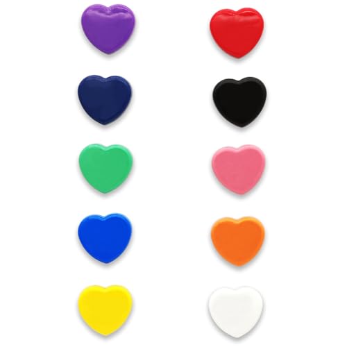 PYJLBX 10 Pack Small Heart Fridge Magnets, 10 Colours Strong Mini Magnets