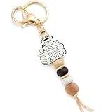 MyfavoriteK Coffee Cup Silicone Beads Keychain for Women and Men Cute Key Chain Holder for Car Keys Purse Backpack Charm (Books)