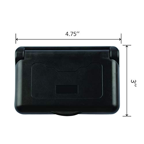 Rvguard Rv Spring-Loaded Weatherproof Receptacle Cover In Black (Receptacle Included) #TOP3