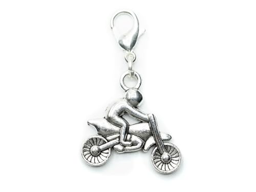 Miniblings Fahrer Enduro Charm Anhänger Motorrad Crossmaschine silber sitzend - Handmade Modeschmuck I Kettenanhänger versilbert Bettelanhänger Bettelarmband Anhänger für Armband