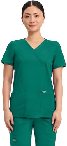 Cherokee WW Revolution Scrub Tops Women Mock Wrap 2 Pockets Nurse...