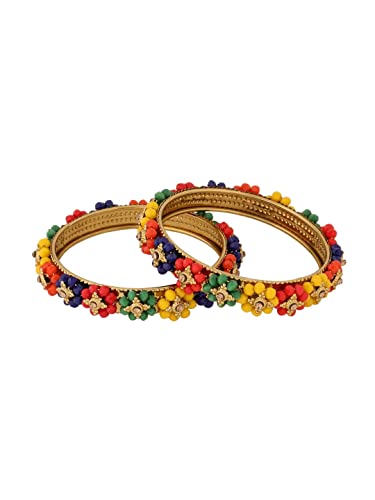 Jewar Colorful Bangle Multi-Color Collection Indian Bollywood Handcrafted Rhinestones Colorful Fashion Designer Metal Jewelry Bangle Bracelets Set Of For Women & Girls (Colorful Multi-Color, 2.8) #TOP1