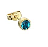 Material: 8 k (333) Gelbgold NKlaus Einzel Ohrstecker Gold 333er 8 Karat 4,50mm türkis Zirkonia Damen Herren Kinder 6600