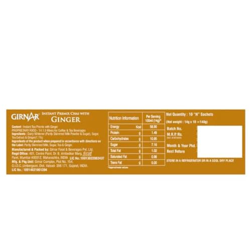 Girnar Instant Chai Premix With Ginger 10 Sachet Pack