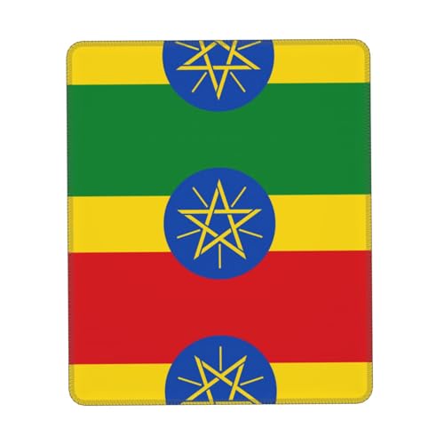 Tapis de souris imprimé drapeau de l'Éthiopie confortable - Base antidérapante en cuir PU, design lisse et moderne pour bureau, maison, 7 x 21,8 cm