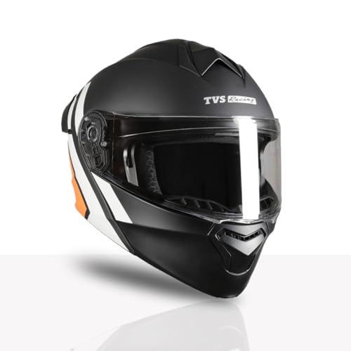 Image of TVS Racing SuperPose Smoked Dual Visor Flip Up Modular Helmet for Men and Women, ISI DOT Certified, ABS Shell, Quick Release Visor, Lightweight, Ventilated, Open Face to Full Face