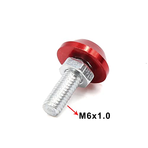 Uxcell 8Pcs M6X1.0 Motorcycle License Plate Frame Screw Bolts Cap Fasteners Red #TOP3