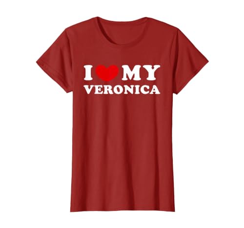 I Love My Veronica, I Heart My Veronica T-Shirt, Women, Cranberry Red, Small