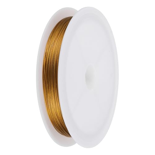 Patikil Hilo De Cuentas De 98 Pies 30 M 0.018 0.45 Mm 7 Hebras, Hilo De Cordón De Cuentas De Acero Inox Con Recubrimiento De Nylon Para Hacer Joyas Pulseras Y Abalorios, Dorado