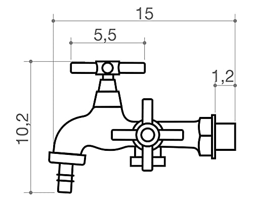 CIVITT Torneira para tanque / máquina de lavar em abs cromado com registro cruzeta, 1/4 de volta Civ