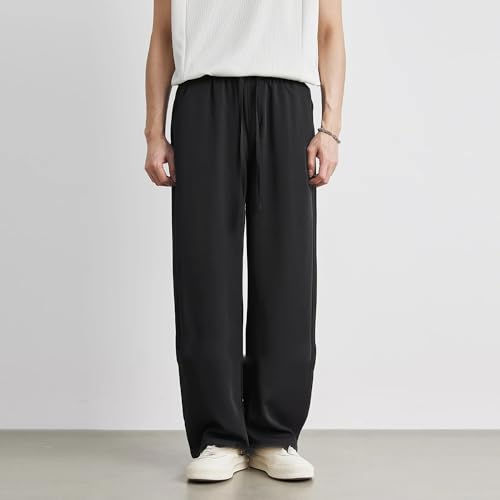 Summer Men's Casual Pants Straight Loose Sports Ice Silk Trousers Men Wide-Leg Pants3