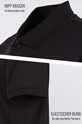 Foto von Kappa Herren Polo Shirt in 3XL, Schwarz I Polyester Polo-Hemd mit aufgesticktem Logo I Basic Poloshirts für Männer I Sportliches Kurzarm Polo für Sport & Freizeit I Regular Fit