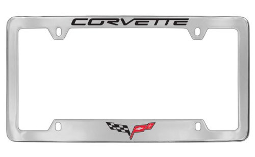 Chevrolet Corvette C6 License Plate Frame Holder (4 Hole/Brass, Chrome/Bottom) #TOP1