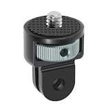 Action-Kamera-Stativ-Halterung, Adapter, 1/4 Zoll, 20 Gewinde, Schraubverbinder, Aluminiumlegierung, 360 Grad drehbare Basis, tragbar, leicht, Fahrradzubehör für (schwarz-grau)