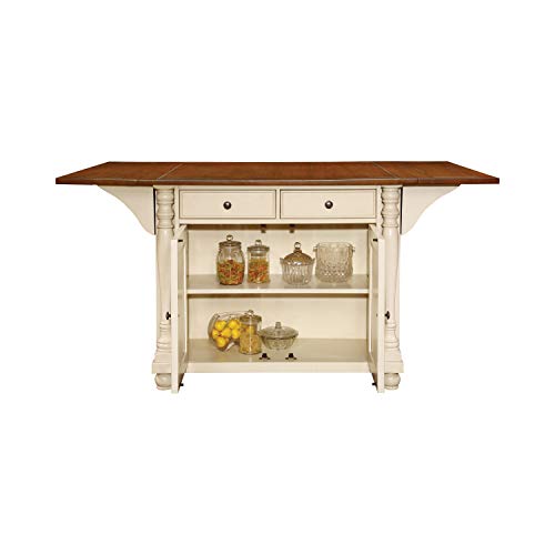 Coaster Slater 2-Drawer 2-Door Kitchen Island With Drop Leaves Brown And Buttermilk #TOP2