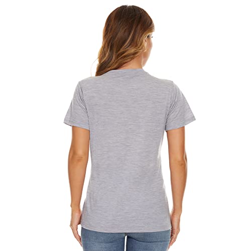 Merinnovation Women's Merino Wool T-Shirt - Lightweight Short Sleeve Athletic Tee Ladies Outdoor Wicking Activewear Base Layer Undershirt Grey Marl #TOP6