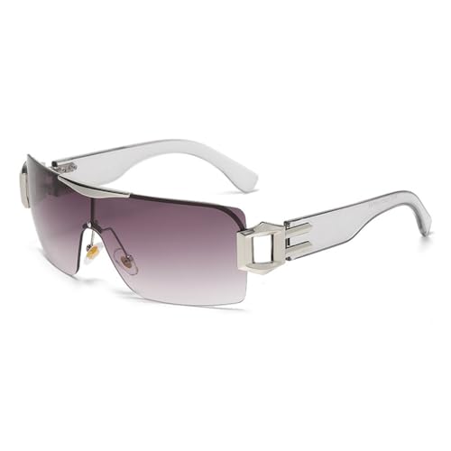 Lunettes de soleil carrées MUTYNE vintage style une pièce gris pour hommes et femmes