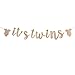 Champagne Gold It's Twins Letter Banner,Boy or Girl/Welcome Baby/Oh Baby Banner,Baby Shower/Gender Reveal/Pregnancy Announcement/Kid's 1st 2nd 3rd Birthday Party Decorations