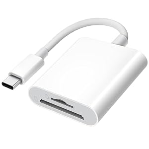 USB C SD Card Reader for iPhone 15/iPad/MacBook/iMac, xdgeLoad Dual Card Slot Type C Reader Supports SD and Micro SD Memory Card Adapter, Trail Camera Viewer Plug and Play - 2 Port