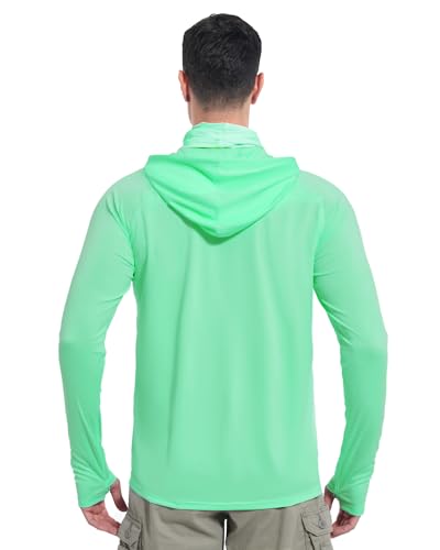 Image of isnowood Sun Shirt UPF 50+ Men's Fishing Long Sleeve UV Protection Hoodie Hiking Rash Guard Swimming Running