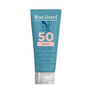 Blue Lizard Baby Mineral Sunscreen SPF 50+ with Zinc Oxide, Water Resistant, Fragrance-Free, 3 Ounce Tube