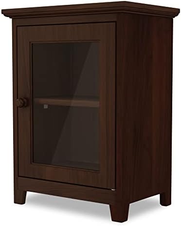 Stony Edge, Espresso Nightstand Two Shelf End Table with Storage - Bedside Tables & Glass Door Wooden Side Table for Living Room, Bedroom - Easy Assemble - 26"