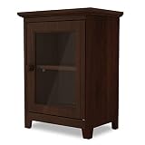 Stony Edge, Espresso Nightstand Two Shelf End Table with Storage - Bedside Tables & Glass Door Woode