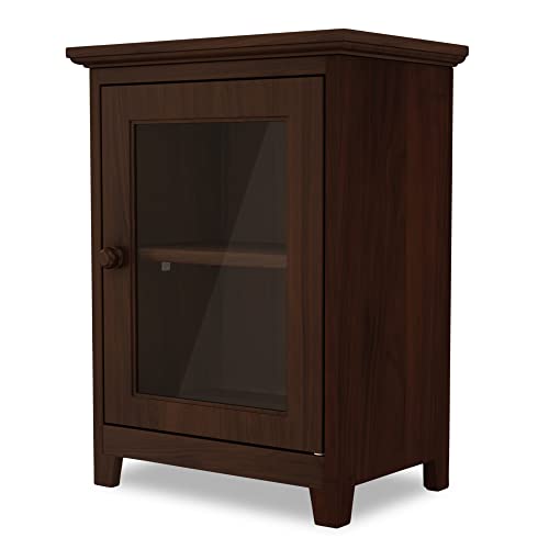 Stony Edge, Espresso Nightstand Two Shelf End Table With Storage - Bedside Tables & Glass Door Wooden Side Table For Living Room, Bedroom - Easy Assemble - 26" #TOP3