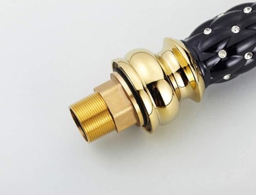 Image of BASSINO Stylish Bathroom Faucet with Single Lever -Bathroom Basin Faucet of Brass - Hot and Cold Water Mixer Tap for Bathroom (Black-Gold)
