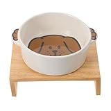 FONDOTIN Keramik Doppel-Ohr Haustiernapf mit Holzständer Rutschfester...