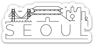 Squiddy Seoul South Korea Skyline - Vinyl Sticker for Car, Laptop, Notebook (5" Wide)