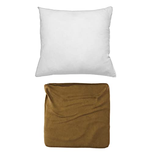 Cojines Sofa con Relleno Incluido Pack de Cojin + Funda de 65x65 en Color Caqui/Cojines Decorativos para Sofa, Cama, Salon/Fundas de Terciopelo Elegantes para la decoración del hogar